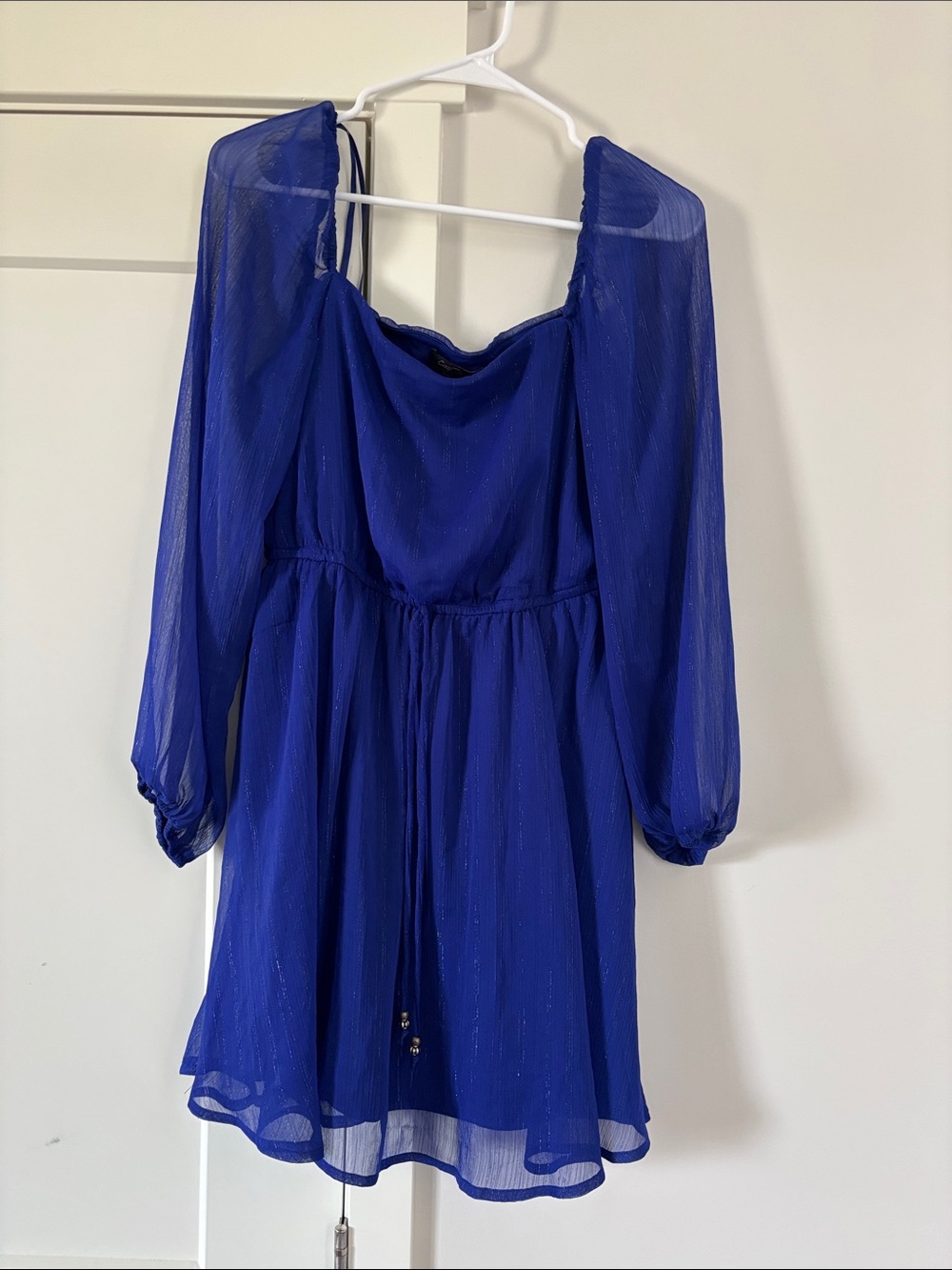 City Triangles Royal Blue Sheer Long Sleeve Tunic
